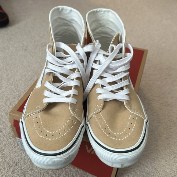 Vans Sk8-Hi Tapered Suede/Canvas Almond Color Shoes with box - Picture 3 of 7